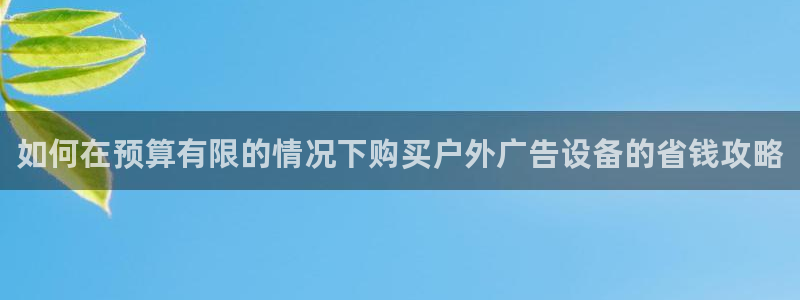 杏宇代理注册：如何在预算有限的情况下购买户外广告设备的省钱攻略