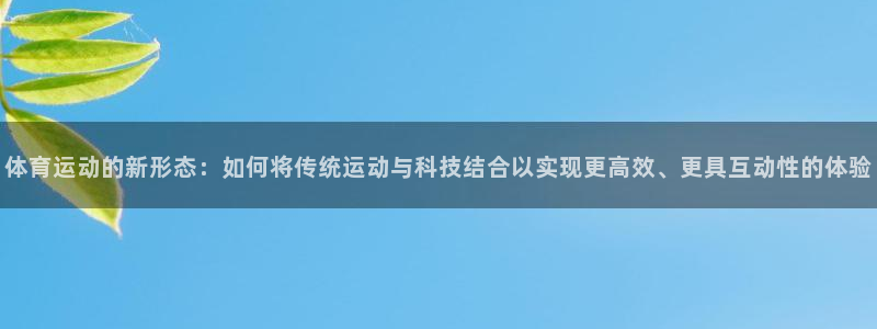 vsport体育：体育运动的新形态：如何将传统运动与科技结合以实现更高效、更具互动性的体验